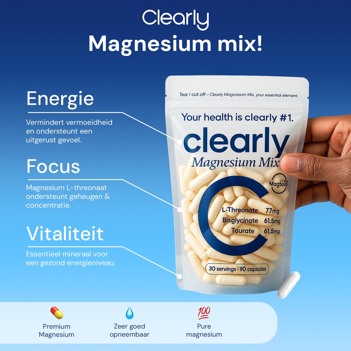 Magnesium Mix Capsules - Ondersteunt Energie & Geheugen — Slapen is goed
