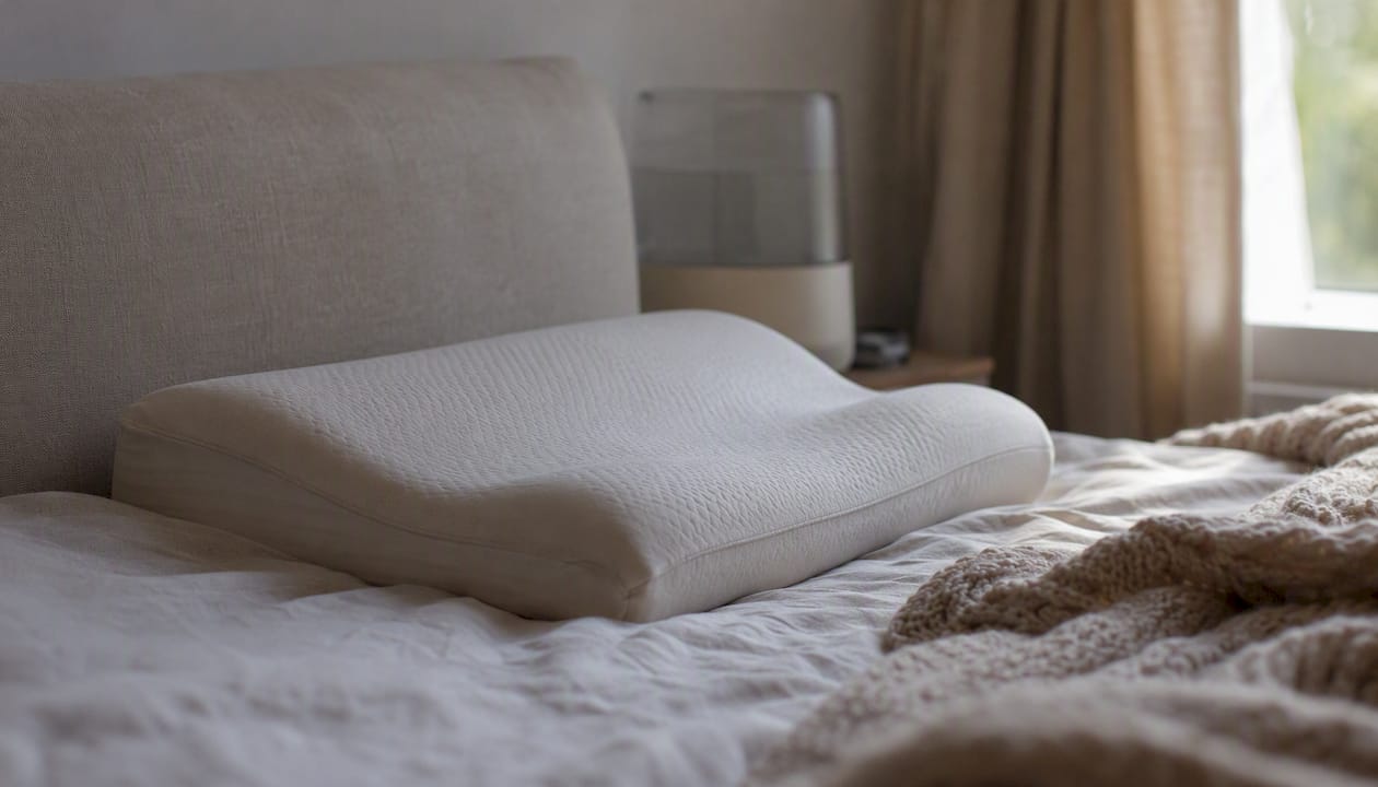 Een comfortabel kussen en een luchtbevochtiger in de slaapkamer zorgen voor een goede nachtrust en een prettig binnenklimaat.