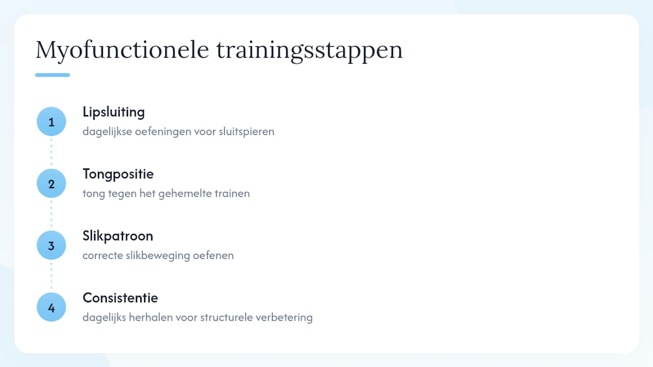 Stappen van myofunctionele training voor betere ademhaling
