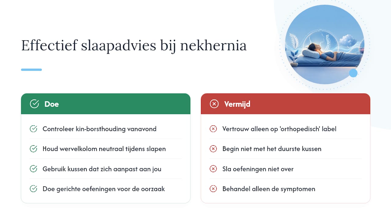 Waarom veel standaardadvies over nekhernia en slapen te kort schiet &mdash; overview diagram