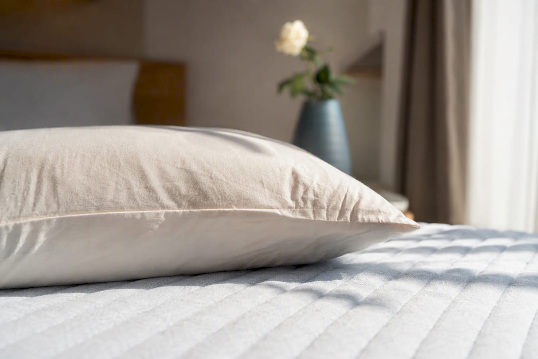 Kussen dat op het matras drukt thuis