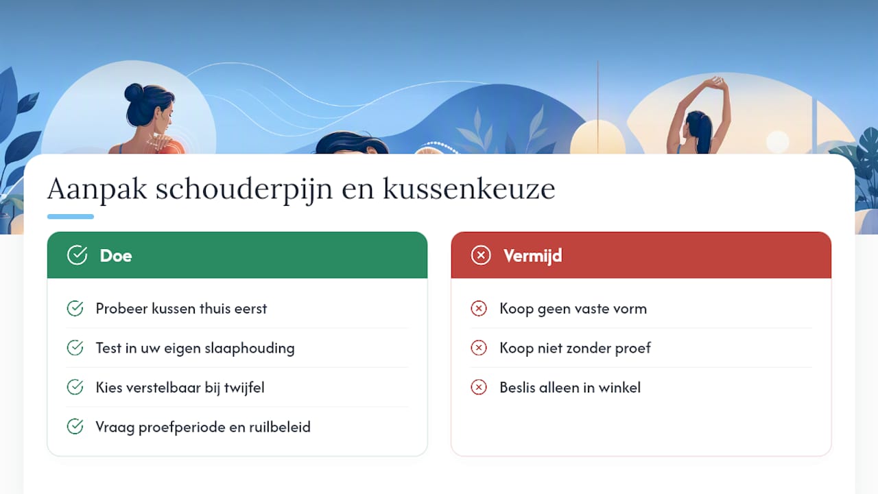 Hoe kijkt Slapenisgoed naar schouderpijn en kussenkeuze? — overview diagram
