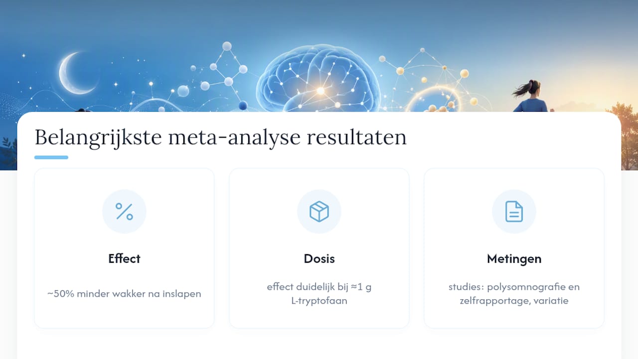 Diagram dat het effect van de tryptofaan dosis op waaktijd laat zien