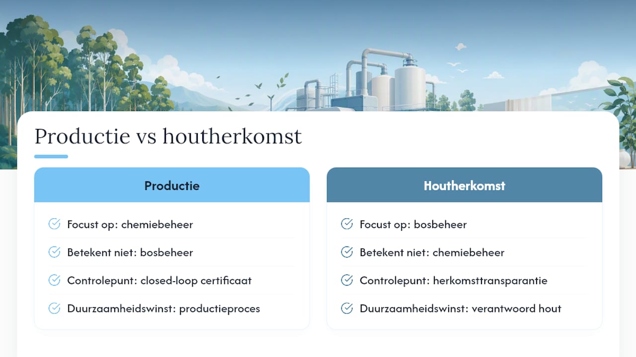 Closed-loop productie gecombineerd met controle van de herkomst van hout