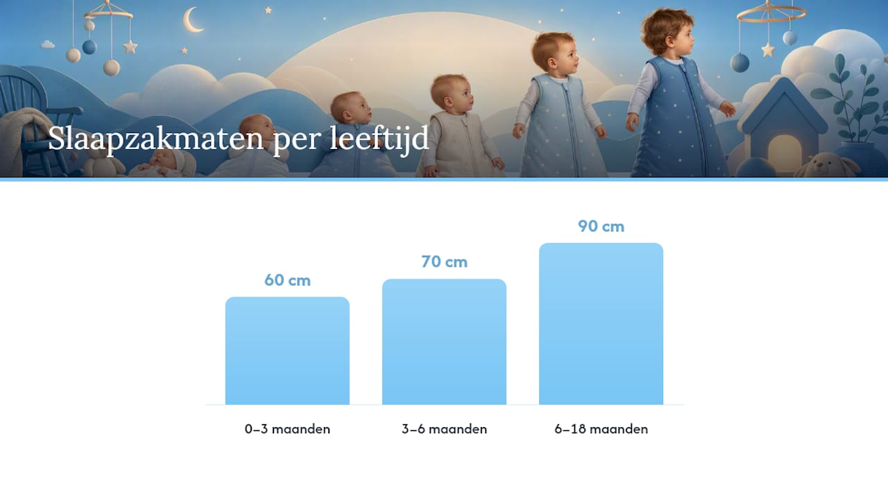Vergelijking van slaapzakmaten en de leeftijden van baby's