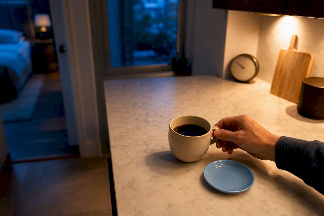 De koffiekop wordt ’s avonds weggedaan